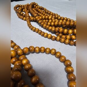 Set Of 2 - 11 Ft Wooden Beaded Garland